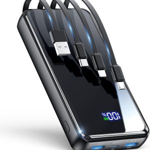 Portable Charger, 42800mAh Power Bank Built-in Cable, PD 22.5w Fast Charging Powerbank, External Battery Pack with 6 Outputs & 2 Inputs, Travel Phone Charger Compatible for iPhone,Samsung,Google